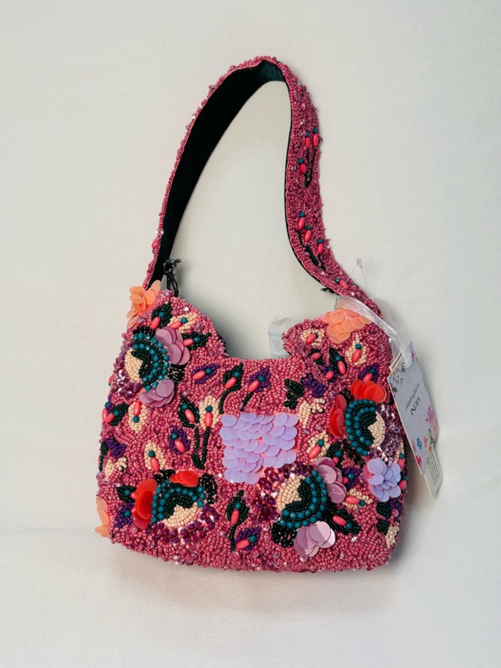 New Release Handcrafted in India Pink Floral Garden Beaded Bag Viral TikTok